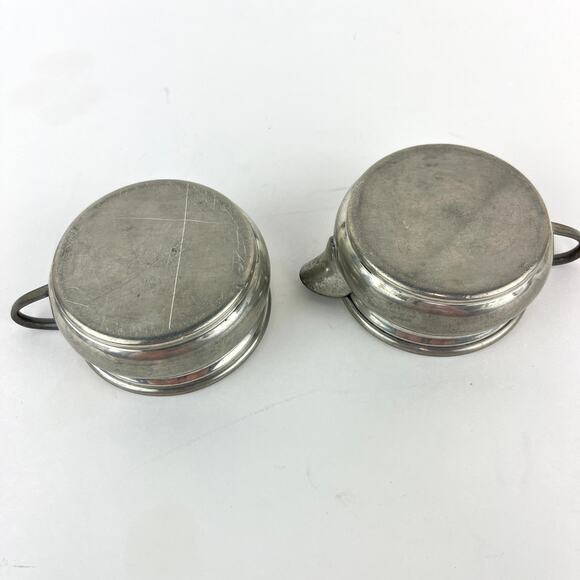 Queen Art Pewter Stackable Cream and Sugar Set Made in USA - Picture 5 of 7